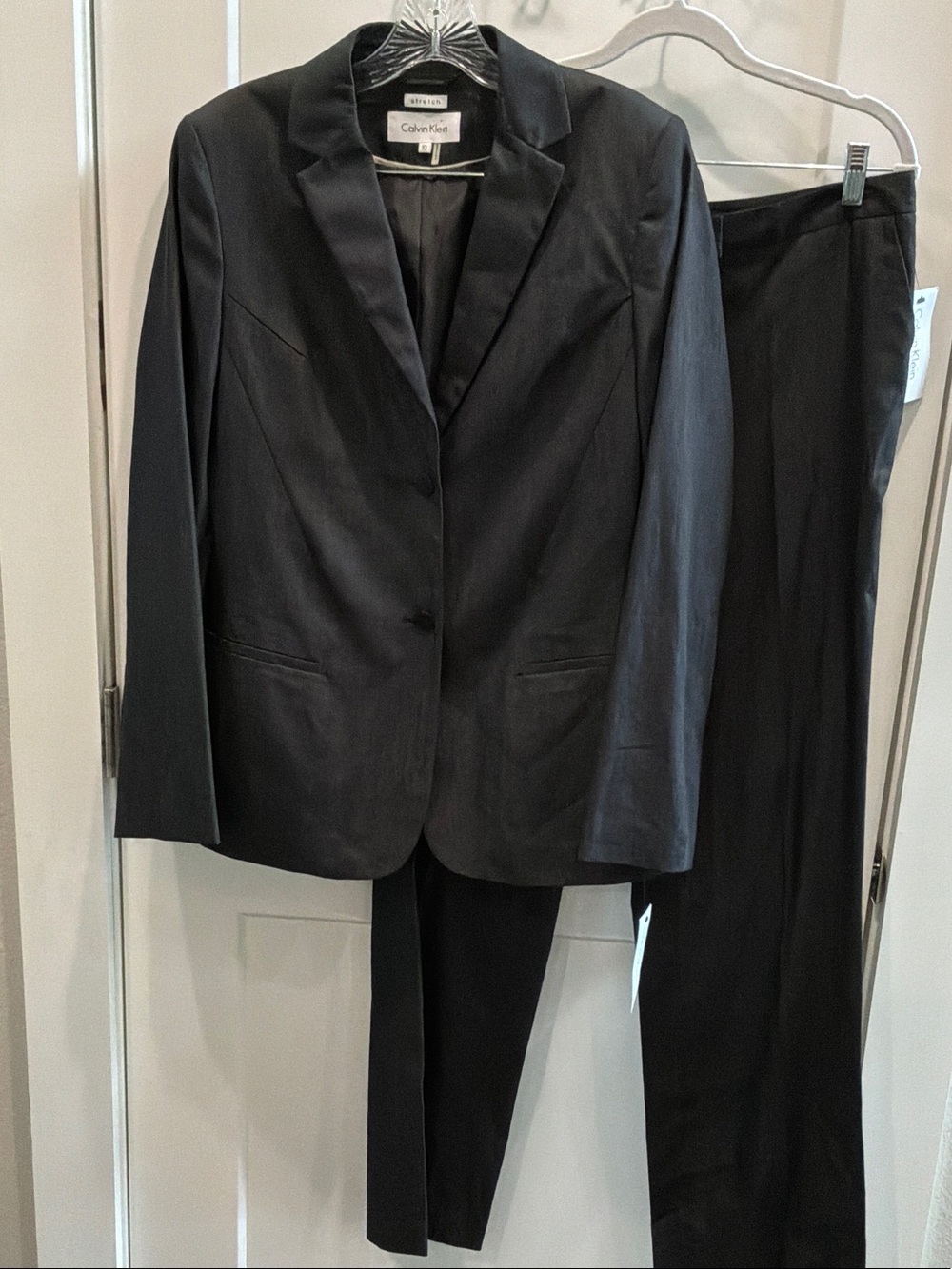 NWT Calvin Klein 10 Women’s Black Pant Suit Single-Button Jacket Trousers